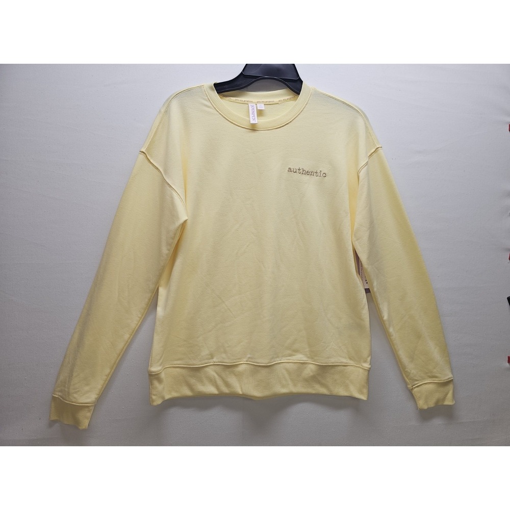 Joyspun‎ women's yellow crewneck sweatshirt Sz XS embroidered authentic